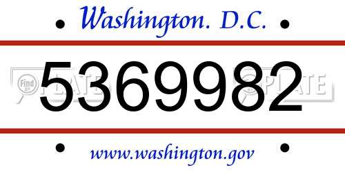 5369982 District Of Columbia License Plate
