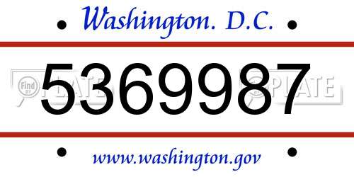 5369987 District Of Columbia License Plate