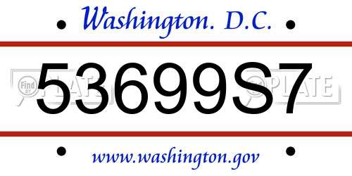 53699S7 District Of Columbia License Plate
