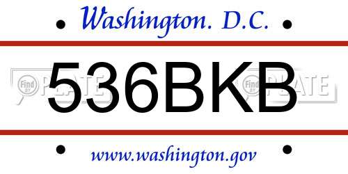 536BKB District Of Columbia License Plate