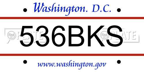 536BKS District Of Columbia License Plate