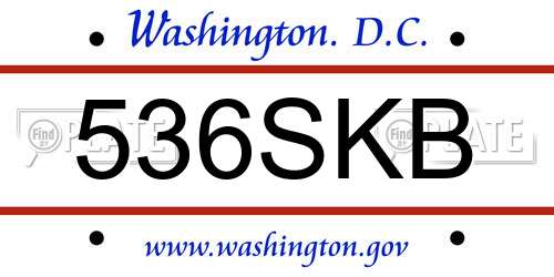 536SKB District Of Columbia License Plate