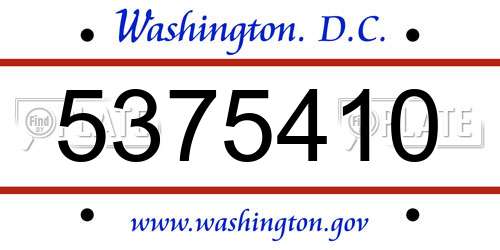 5375410 District Of Columbia License Plate