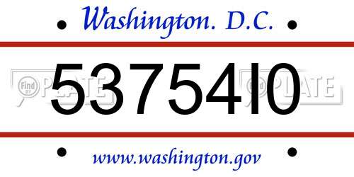 53754I0 District Of Columbia License Plate