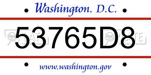 53765D8 District Of Columbia License Plate