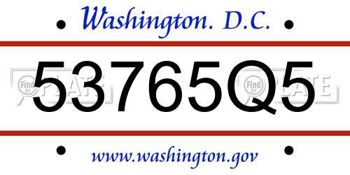 53765Q5 District Of Columbia License Plate