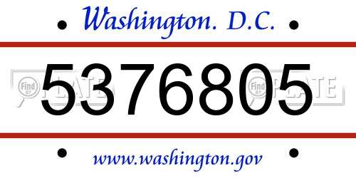 5376805 District Of Columbia License Plate