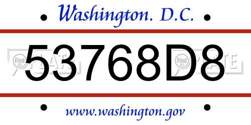 53768D8 District Of Columbia License Plate