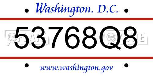 53768Q8 District Of Columbia License Plate