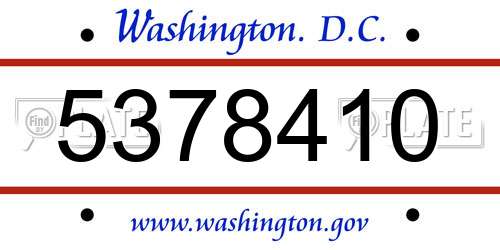 5378410 District Of Columbia License Plate