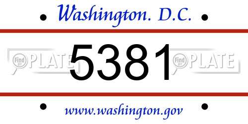 5381 District Of Columbia License Plate