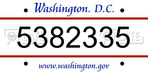 5382335 District Of Columbia License Plate