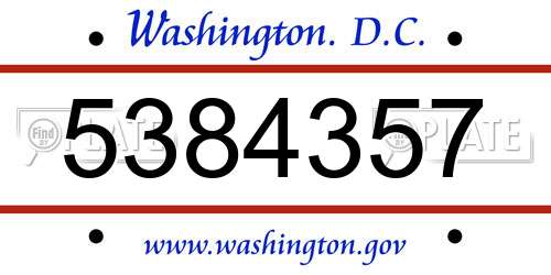 5384357 District Of Columbia License Plate