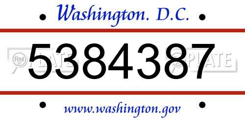 5384387 District Of Columbia License Plate