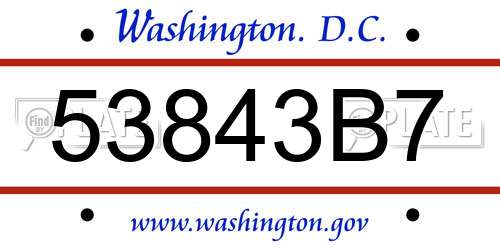 53843B7 District Of Columbia License Plate