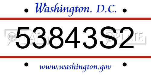 53843S2 District Of Columbia License Plate
