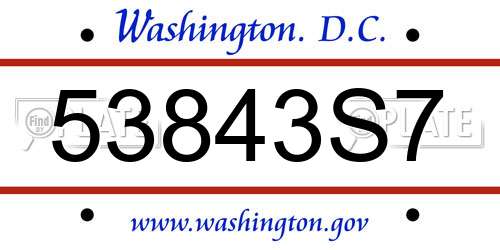 53843S7 District Of Columbia License Plate