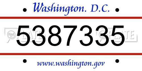 5387335 District Of Columbia License Plate