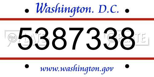 5387338 District Of Columbia License Plate