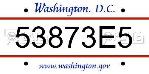 53873E5 District Of Columbia License Plate