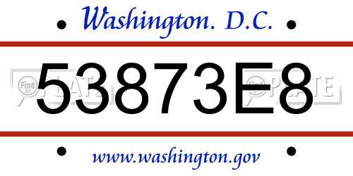 53873E8 District Of Columbia License Plate