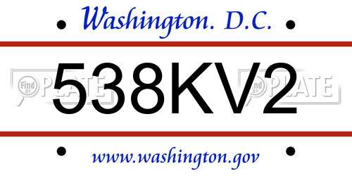 538KV2 District Of Columbia License Plate