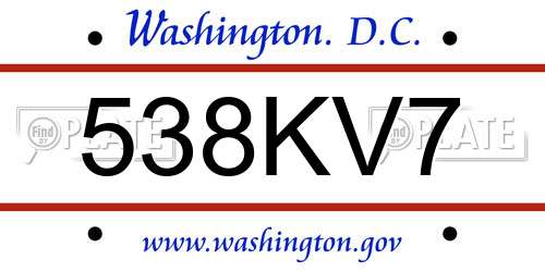 538KV7 District Of Columbia License Plate