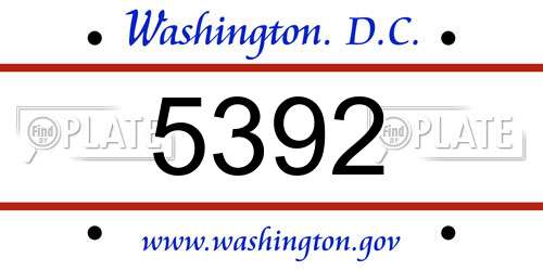 5392 District Of Columbia License Plate