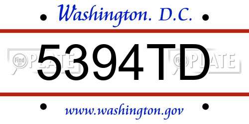 5394TD District Of Columbia License Plate