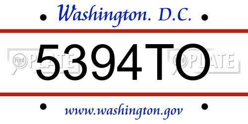 5394TO District Of Columbia License Plate