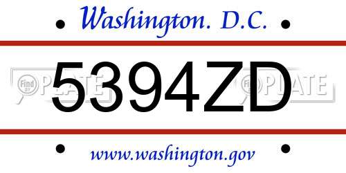 5394ZD District Of Columbia License Plate