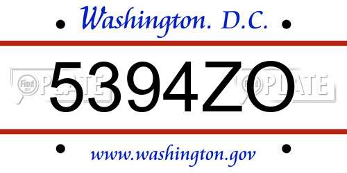 5394ZO District Of Columbia License Plate