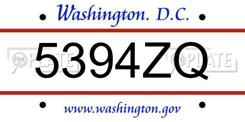5394ZQ District Of Columbia License Plate