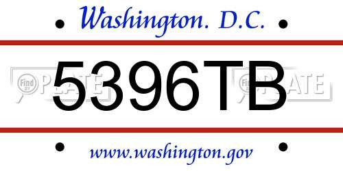 5396TB District Of Columbia License Plate