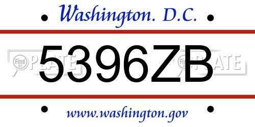 5396ZB District Of Columbia License Plate