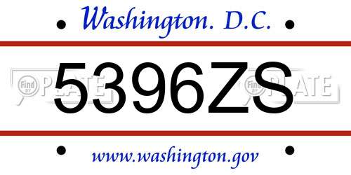 5396ZS District Of Columbia License Plate