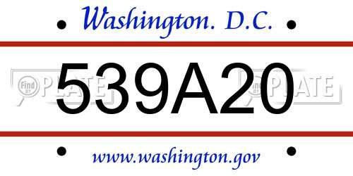 539A20 District Of Columbia License Plate