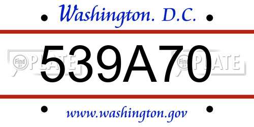 539A70 District Of Columbia License Plate