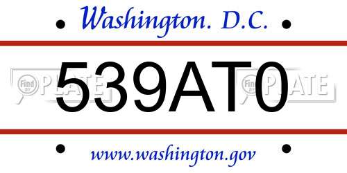 539AT0 District Of Columbia License Plate