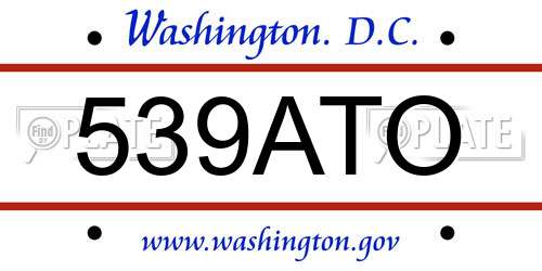 539ATO District Of Columbia License Plate