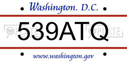 539ATQ District Of Columbia License Plate