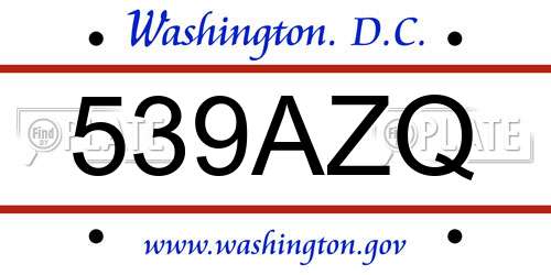 539AZQ District Of Columbia License Plate