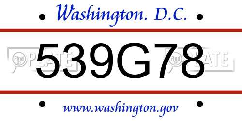 539G78 District Of Columbia License Plate