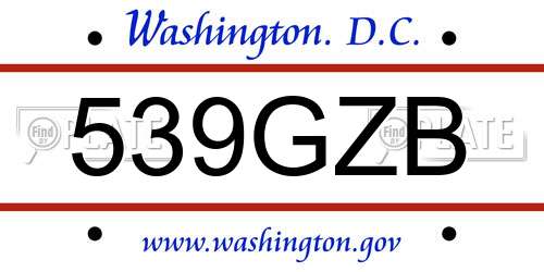 539GZB District Of Columbia License Plate