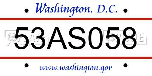53AS058 District Of Columbia License Plate