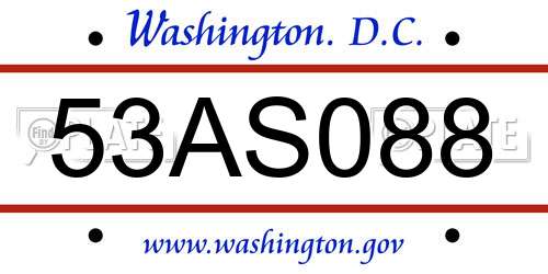 53AS088 District Of Columbia License Plate