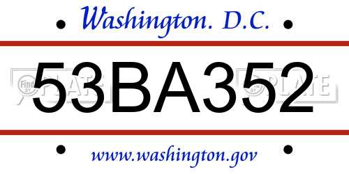 53BA352 District Of Columbia License Plate