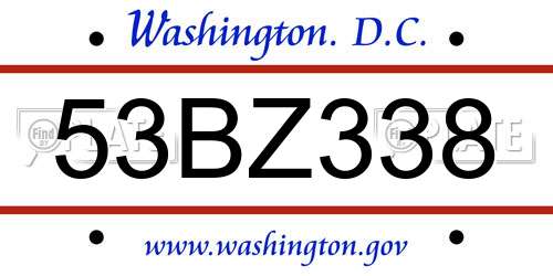 53BZ338 District Of Columbia License Plate