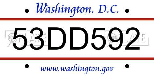 53DD592 District Of Columbia License Plate