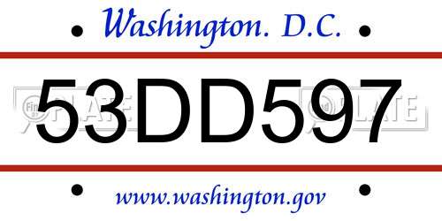 53DD597 District Of Columbia License Plate